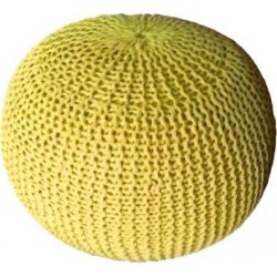 Yellow Cotton Rope Poufe