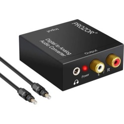 Proster Digital to Analog Converter DAC Digital SPDIF Toslink to Analog Stereo Audio L/R Converter Adapter with Optical Cable for PS3 Xbox HD DVD PS4