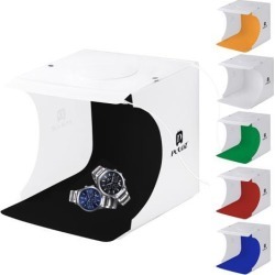 PULUZ 20cm Include 2 LED Panels Folding Portable 1100LM Light Photo Lighting Studio Shooting Tent Box Kit with 6 Colors Backdrops