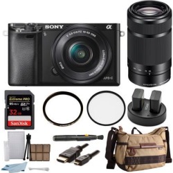 Sony Alpha a6000 Mirrorless Camera with 16-50mm & 55-210mm Lenses Bundle
