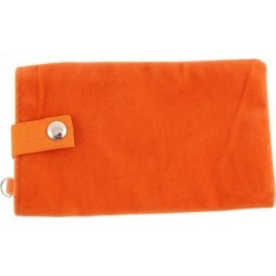 Unique Bargains Velvet Magnetic Clasp Button Cell Phone Pouch Sleeve Bag Orange 16x9.5cm