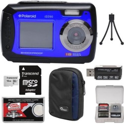 Polaroid iE090 Dual Screen Shock & Waterproof Digital Camera Kit Blue