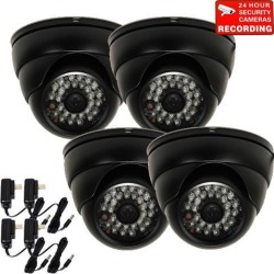 VideoSecu 4 Pack Weatherproof Indoor Outdoor Security Camera IR Day Night Infrared Built-in 1/3' SONY Effio CCD 700TVL 3.6mm Wide Angle View with 4