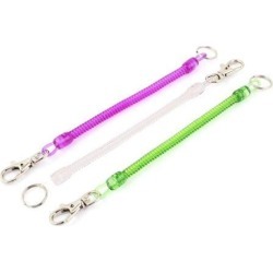 Unique Bargains 3Pcs Lobster Clasp Stretchy Spring Coil Keychain Key Holder Green Purple Clear