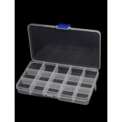 Unique Bargains Clear Blue Plastic 15 Sections Jewelry Screws Pills Holder Storage Box 5pcs