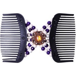 Magic Wooden Beads Double Hair Comb Clip Stretchy Hair Clip Women Purple