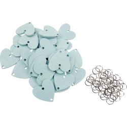 buy  50x Round Wooden Circle Disc DIY Craft Wedding Baby Shower Favor Light Blue cheap online