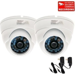 VideoSecu 2 Pack Vandal Proof Weatherproof Indoor Outdoor Security Camera IR Day Night Vision Builit-in 1/3 inch SONY CCD 600 TV Lines High Resolution