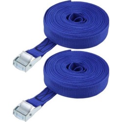 8M x 25mm Lashing Strap Cargo Tie Down Straps w Cam Lock Buckle 250Kg Work Load, Blue, 2Pcs