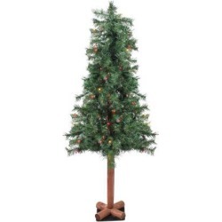 7' Pre-Lit Slim Green Artificial Christmas Tree - Multicolor Lights