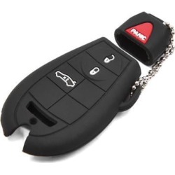 4 Button Rubber Car Remote Control Key Cover Case Protector Black for Dodge