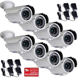 VideoSecu 8 Pack Outdoor Weatherproof Indoor Security Camera IR Day Night Vision Built-in 1/3 inch Sony CCD Effio 700TVL 4 - 9mm Varifocal 42 LEDs
