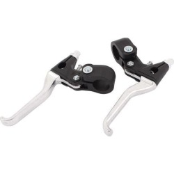 Aluminum Silver Tone Grip Bike Cycling Speed Control Brake Levers Pair