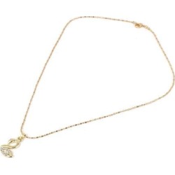 Women Rhinestone Swan Shape Pendant Chain Necklace Jewelry Gold Tone