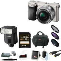 Sony a6000: Sony a6000 24.3 MP Camera w/ 16-50mm Lens (Silver) + HVL-F32M External Flash