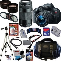 Canon t5i EOS Rebel T5i 18.0 MP CMOS Digital Camera with EF-S 18-55mm f/3.5-5.6 IS STM Zoom Lens + EF 75-300mm f/4-5.6 III Telephoto Zoom Lens +.