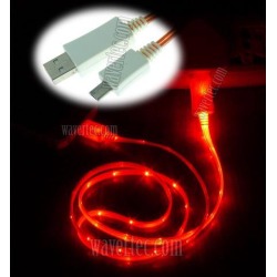 Red 3Ft 1M Illuminating Light Cable Micro USB Male to USB Male Data Sync & Charge for Samsung Galaxy S5 GS5 Sv G900 S3 S4 Siv LTE Note 2 II 3 III 8.0