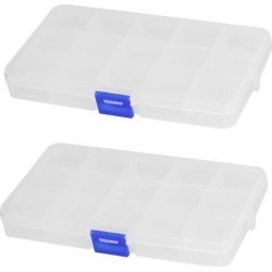 Unique Bargains Clear Blue Plastic 15 Sections Jewelry Screws Pills Holder Storage Box 2pcs