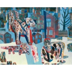 Posterazzi SAL261401 The Animals by Pavel Nikolaevic Filonov Oil on Canvas 1925-1926 1883-1941 Russia St Petersburg State Russian - 18 x 24 in.