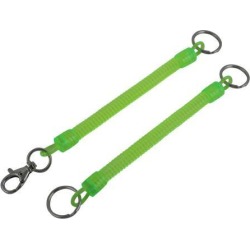Plastic Flexible Retractable Spring Coil Cord Spiral Keychain Rope 2 in 1