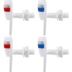 4pcs Plastic Water Cooler Faucet Water Dispenser Clean Spigot Fits Adaptor Hot Cold Water Faucet Tap Replacement Red and Blue