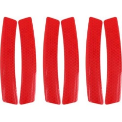 6pcs Automotive Reflective Stickers Night Visibility Safety Reflective Wheel Eyebrow Tape Universal Adhesive for Car 14.3 x 2.5cm Red