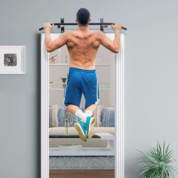 Soozier Wall Mount Pull Up Bar Upper Body Training Workout Home Gym Exerciser Black