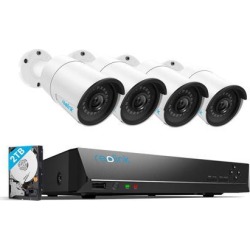 Reolink 8CH 4MP PoE Home Security Camera System, 4 x Wired 4MP Outdoor PoE IP Cameras, 5MP 8 Channel NVR Security System w/ 2TB HDD for 7/24 Recording