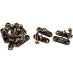 5pcs 33mmx29mm Antique Style Jewelry Cigar Box Hasp Hook Lock Latch