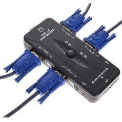 KVM Switch Box USB 2.0 4 Port Monitor VGA SVGA Switch And 4 Cables for PC Keyboard Mouse
