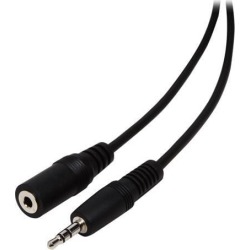 C2G 13787 3.5mm M/F Shielded Stereo Audio Extension Cable, Black (6 Feet, 1.82 Meters)