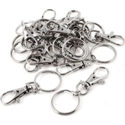 Unique Bargains 17 x Silver Tone Swivel Lobster Clasp Hook Split Ring Key Chain Keyring