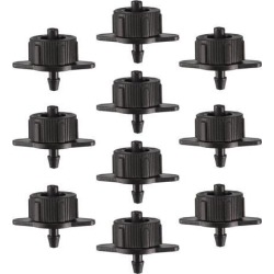 Pressure Compensating Dripper 1 GPH 4L/H Emitter for Garden Lawn Drip Irrigation with Barbed Hose Connector, Plastic Black 50pcs