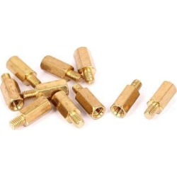 M3x9mm+4mm Male to Female Thread 0.5mm Pitch Brass Hex Standoff Spacer 10Pcs