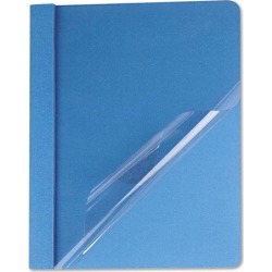 Clear Front Report Cover, Tang Fasteners, Letter Size, Light Blue, 25/box