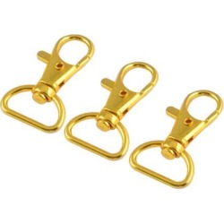 3 Pcs Metal Lobster Clasp Keychain Swivel Trigger Hook Belt Clip Gold Tone