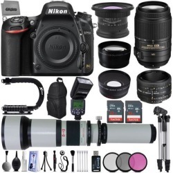 Nikon D750 24.3MP 1080P DSLR Camera w/ Wi-Fi & GPS Ready + 6 Lens - 15 to 2600mm - 64GB - 30PC Kit + Nikon 50mm 1.8D + Nikon 55-300VR + Opteka.