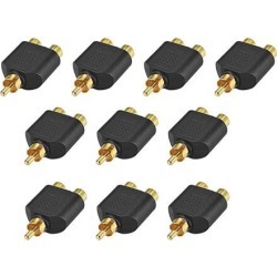 RCA Male to 2 RCA Female Connector Stereo Audio Video Cable Adapter Splitter Black 10Pcs