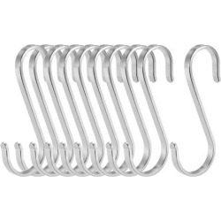 Stainless Steel S Hooks 3.15' S Shaped Hook Hangers for Kitchen Bathroom Bedroom Storage Room Office Outdoor Multiple Uses 10pcs
