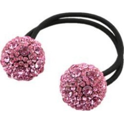 Women Hair Accessory Crystal Drill Ball Hair Ring Jewelry Pink