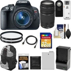 Canon EOS Rebel T5i Digital SLR Camera & EF-S 18-55mm IS STM Lens with EF 75-300mm III Lens + 32GB Card + Battery + Backpack + Filters + Accessory Kit