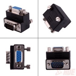 Down Right Angled 90 Degree VGA SVGA Male To VGA 15Pin Female Monitor Adapter