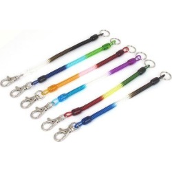 Unique Bargains 20cm Length Multicolor Lobster Clasp Key Ring Strap Stretchy Spring Coil 6 Pcs