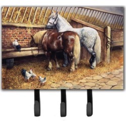 Carolines Treasures BDBA0135TH68 Horses Eating with the Chickens Leash or Key Holder