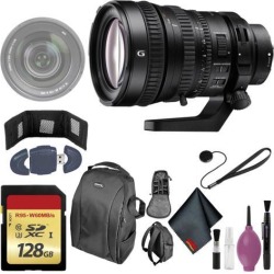 Sony FE PZ 28-135mm f/4 G OSS Lens - Lens Cap Keeper - Soft Padded Carrying Case - 128GB Card - Memory Card Reader & Wallet