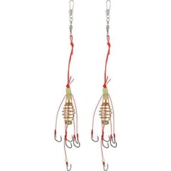 Unique Bargains Unique Bargains 2 Pcs Red Nylon String Six In One 6# Group Beak Gray Fish Hook