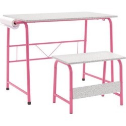 Studio Designs Project Center, Kids Craft Table with Bench - Pink / Spatter Gray