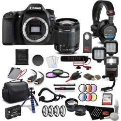 Canon EOS 80D DSLR Camera with Canon EF-S 18-55mm f/3.5-5.6 IS STM Lens Pro Filmmaker Kit International Model