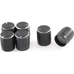 5mm Shaft Hole Dia Lamp Dimmer Control Rotary Knob Cap Black 15 x 17mm 6Pcs