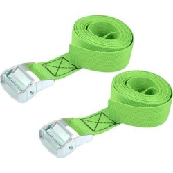 3Metersx38mm Lashing Strap Cargo Tie Down Straps w Cam Lock Buckle 500Kg Work Load, Green, 2Pcs